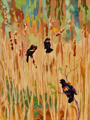 Red-winged blackbirds